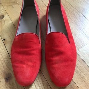 Red suede J. Crew Loafers